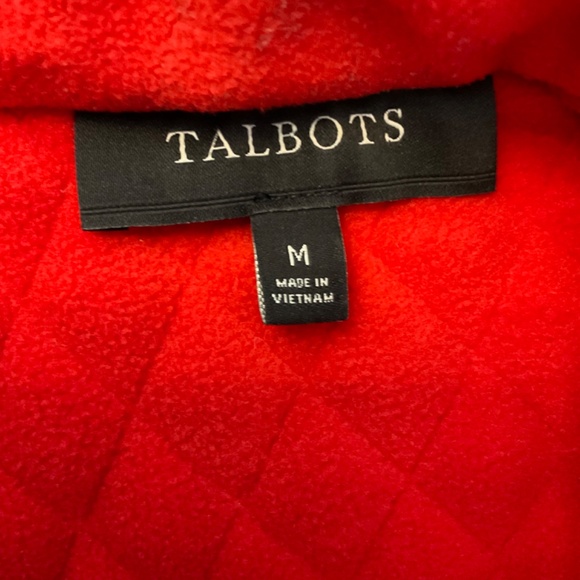 Talbots quilted red fleece jacket vest full zip athletic travel Holiday warm M - Picture 3 of 15